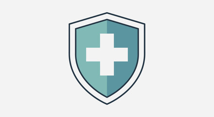 Obraz premium A medical shield icon with a white cross is displayed prominently.
