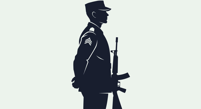 A soldier stands guard with a rifle in a formal stance outdoors.