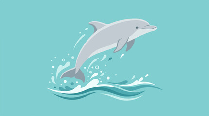 Fototapeta premium Dolphin leaping out of the ocean water, splashing and joyful.
