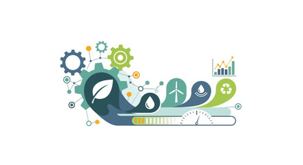 Obraz premium Sustainable Technology & Green Energy Solutions Concept. Eco-Friendly Development with Renewable Power & Environmental Progress.