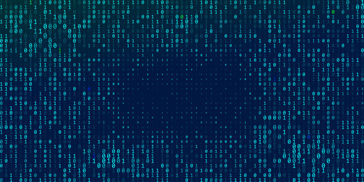 A stream of binary matrix code on the screen. numbers of the computer matrix. The concept of coding, hacker or mining of crypto-currency bitcoin. Vector illustration.