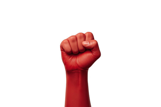 Red clenched fist representing protest, power, and revolution