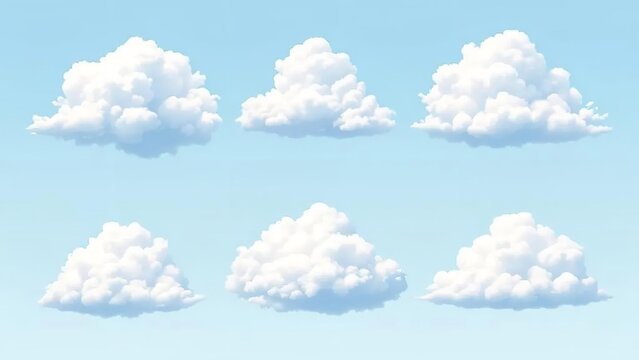 white fluffy clouds on blue sky background