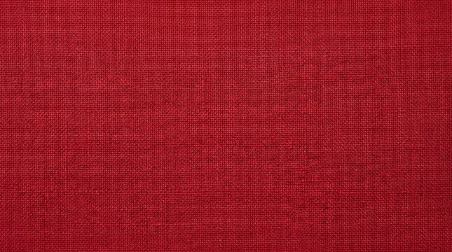 A vibrant red fabric texture with a woven pattern and natural fibers
