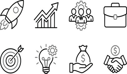 Fototapeta premium A set of business icons on transparent background