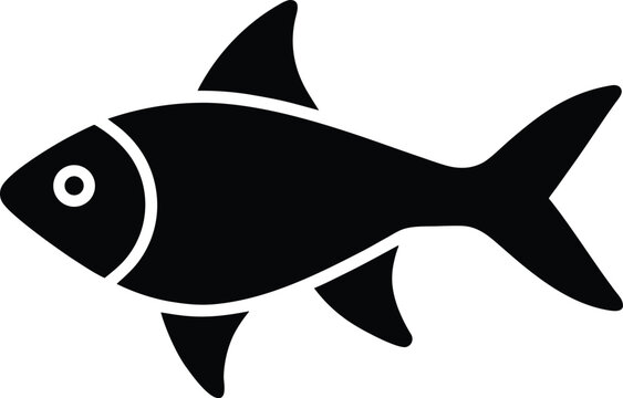 rummy nose tetra silhouette vector art illustration, black and white design