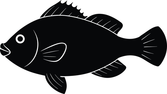 stonefish silhouette vector art illustration, black and white design