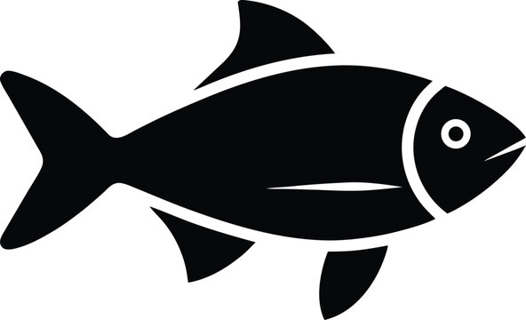 tengra fish silhouette vector art illustration, black and white design