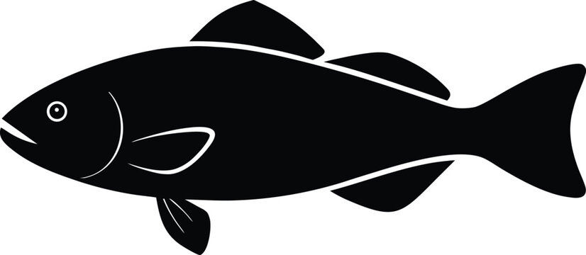tilefish silhouette vector art illustration, black and white design