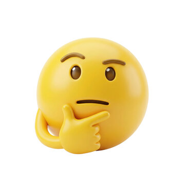 Yellow 3D thinking emoji isolated. Puzzled facial expression icon.