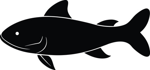 Fototapeta premium white catfish silhouette vector art illustration, black and white design