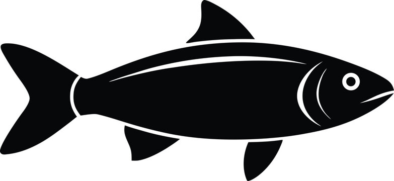 whitefish silhouette vector art illustration, black and white design