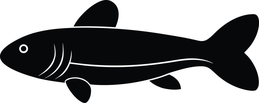 yoyo loach silhouette vector art illustration, black and white design