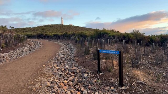 Cape Bruny lighthouse in Tasmania, Australia. an inactive lighthouse offers spectacular views of the rugged coastline.