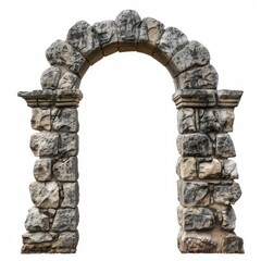 Obraz premium Classic stone archway standing alone, isolated on a white background