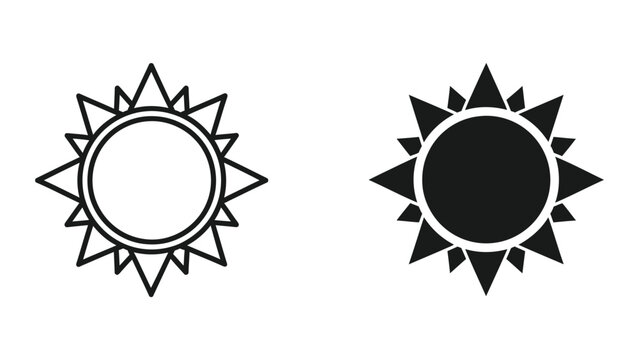 Contrasting depictions of sun and eclipse with radiating rays