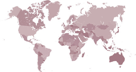 Obraz premium Modern Minimalist World Map with Multi-Colored Countries for Education and Travel