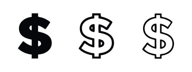 Obraz premium Dollar Sign Icons Set. Financial Currency Symbol for Money, Business, and Economy.