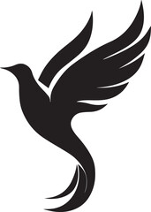 Obraz premium Minimalist Black Bird Silhouette Vector Logo with Elegant Wings and Flowing Tail