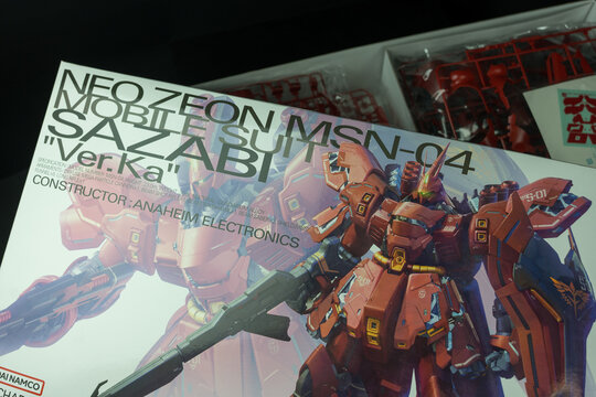 Bangkok, Thailand - March 27, 2026 : Box of Bandai Neon Zeon MSN 04 Mobile Suit SAZABI Ver. Ka..