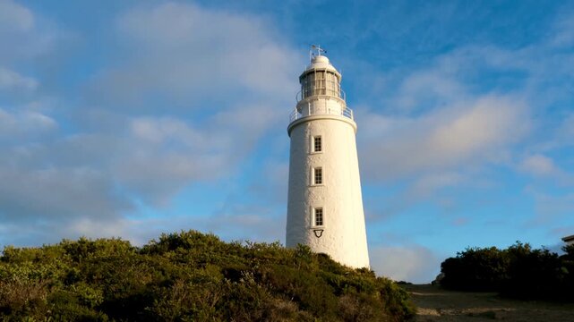 Cape Bruny lighthouse in Tasmania, Australia. an inactive lighthouse offers spectacular views of the rugged coastline.
