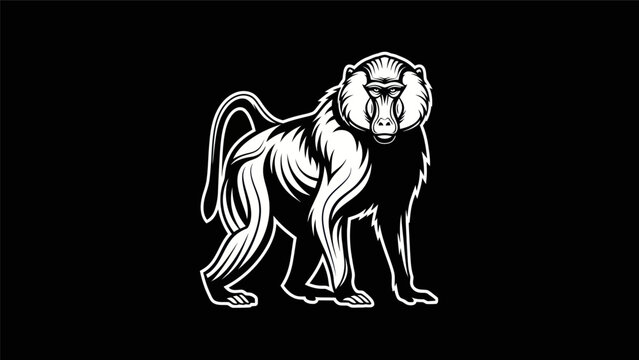 Stylized baboon silhouette on black background