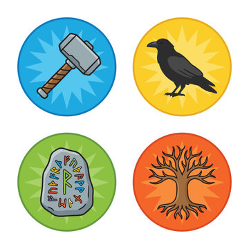 Norse Mythology Symbols Collection.