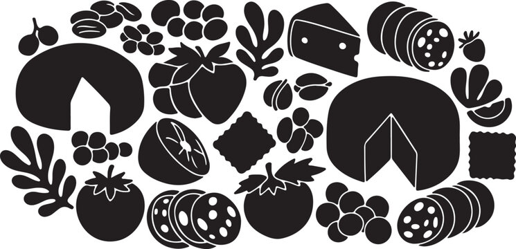 Rock and roll symbols, hand drawn simple sketch vector illustration