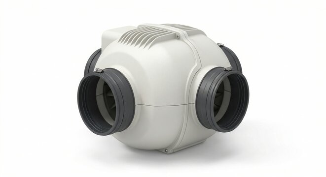 Radon mitigation fan residential ventilation system on white background