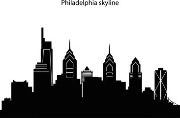 Fototapeta premium Philadelphia skyline silhouette, iconic skyscrapers including Liberty Place and Comcast Center.
