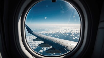Fototapeta premium A glimpse inside an airplane cabin from a passenger's perspective