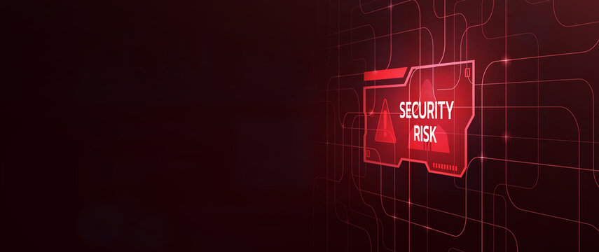 A digital background featuring the phrase 'Security Risk' in red, against a dark, circuit-like design, representing cybersecurity challenges.