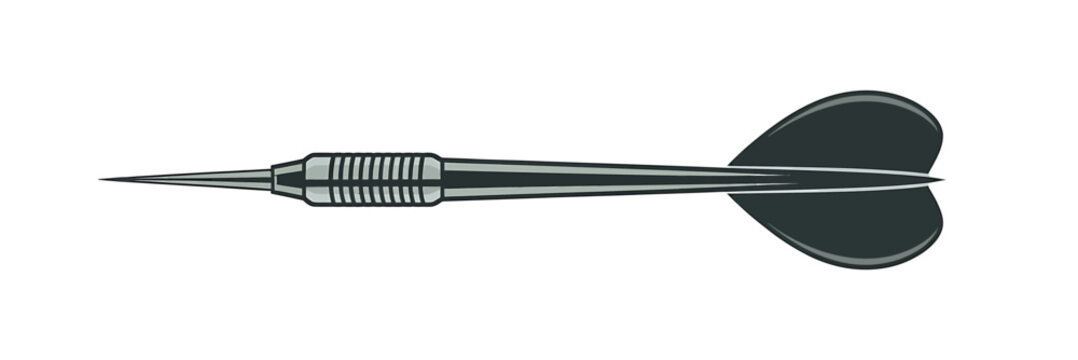 Gray dart with pointed tip and round tail for games and sports equipment