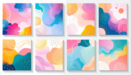 Obraz premium Abstract Watercolor Shapes and Swirls Collection prints