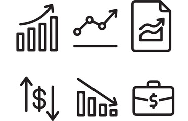 Business Finance Icons with Graphs and Briefcase © sohaib