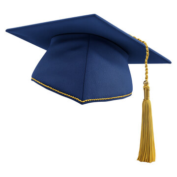 Blue graduation cap with tassel isolated for education and graduation concept, ai generated image