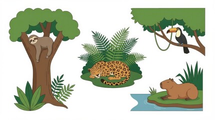 Obraz premium Wild animals in their habitats.