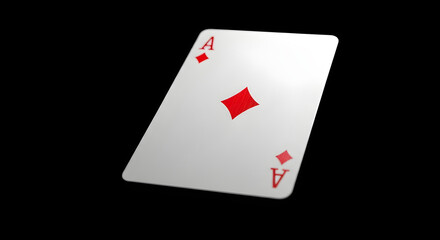 Obraz premium Ace of diamonds playing card on black background for games or gambling concepts