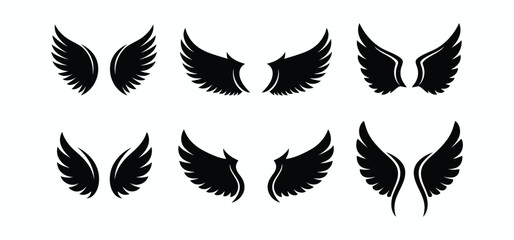 Obraz premium Collection of black wing silhouettes