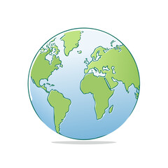 Obraz premium Stylized illustration of planet Earth showing continents and oceans