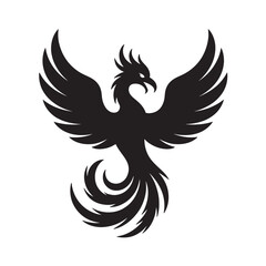 Fototapeta premium Black tribal eagle tattoo design featuring a flying bird silhouette with spread wings and feather details as a powerful animal symbol illustration for an art logo