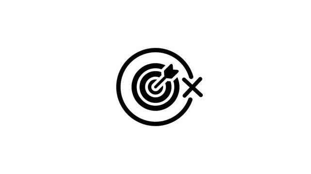 Target with arrow and cross symbol motion graphic, aiming for goal concept