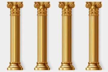 Fototapeta premium Golden classical ionic columns depicting ancient roman and greek architecture