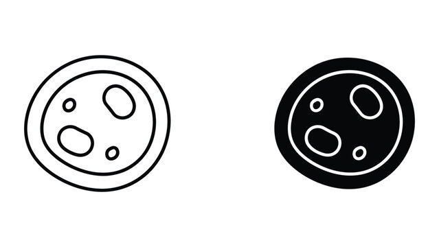 Contrast depiction of a circular object with internal voids in positive and negative space