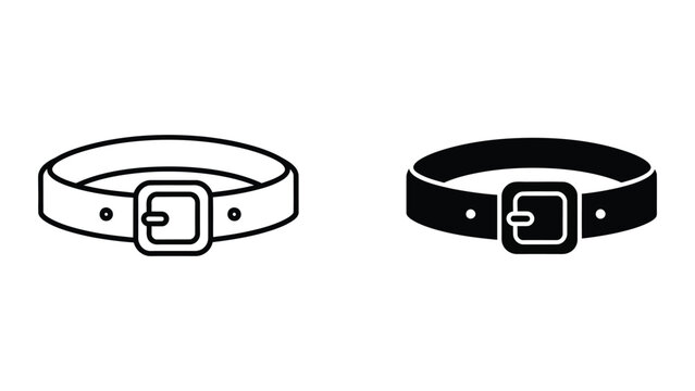 Comparison of dog collar designs with contrasting line styles and buckles