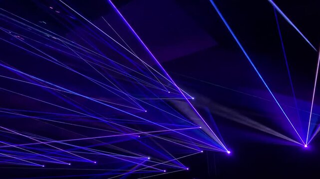 Intersecting Blue Laser Beams in Dark Atmospheric Space