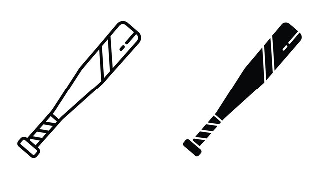 Two baseball bats illustrated in contrasting black and white styles