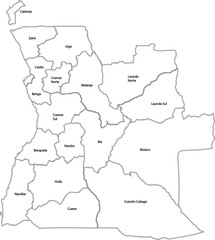 Obraz premium Detailed Outline Map of Angola with Administrative Borders and Internal Regions 