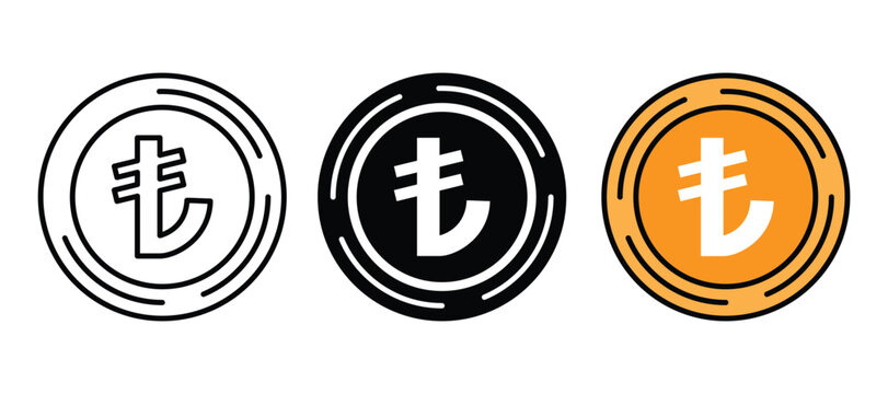 Turkish lira currency icon set for finance apps banking symbols money exchange and digital payments vector illustration.