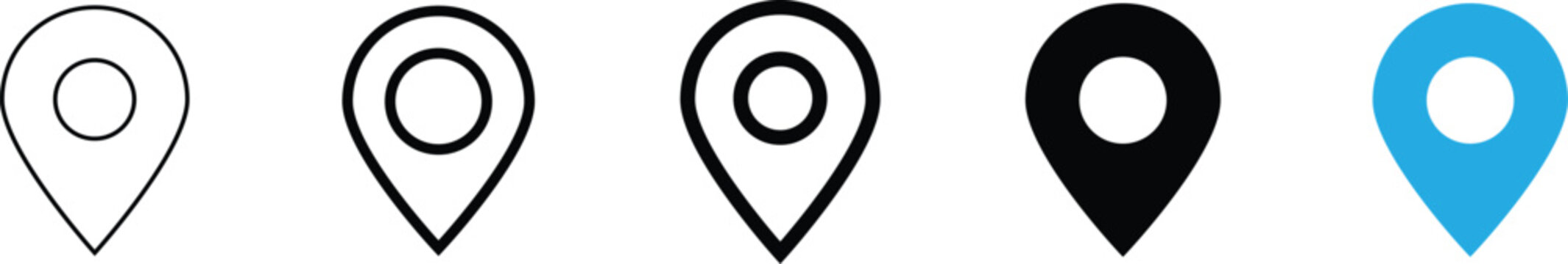 Five Pin Location Marker Icons vector illustration